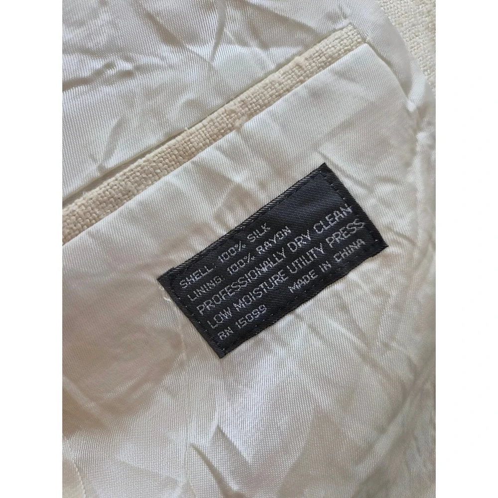 Oakton Blazer Jacket Mens 38 Beige Lined Silk Notch Lapel Single Breasted Formal